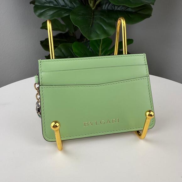 B136💎✨Authentic Bvlgari Serpenti Green Leather Card Holder - Picture 1 of 5